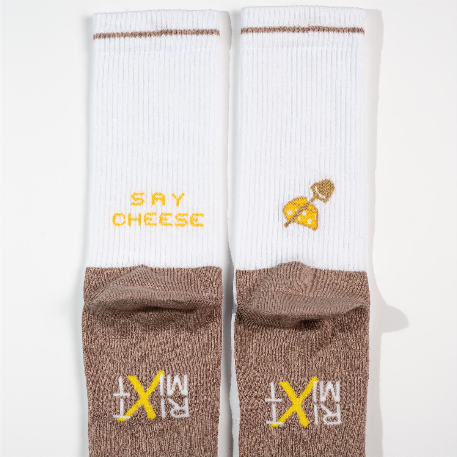 The backside of the cheese socks