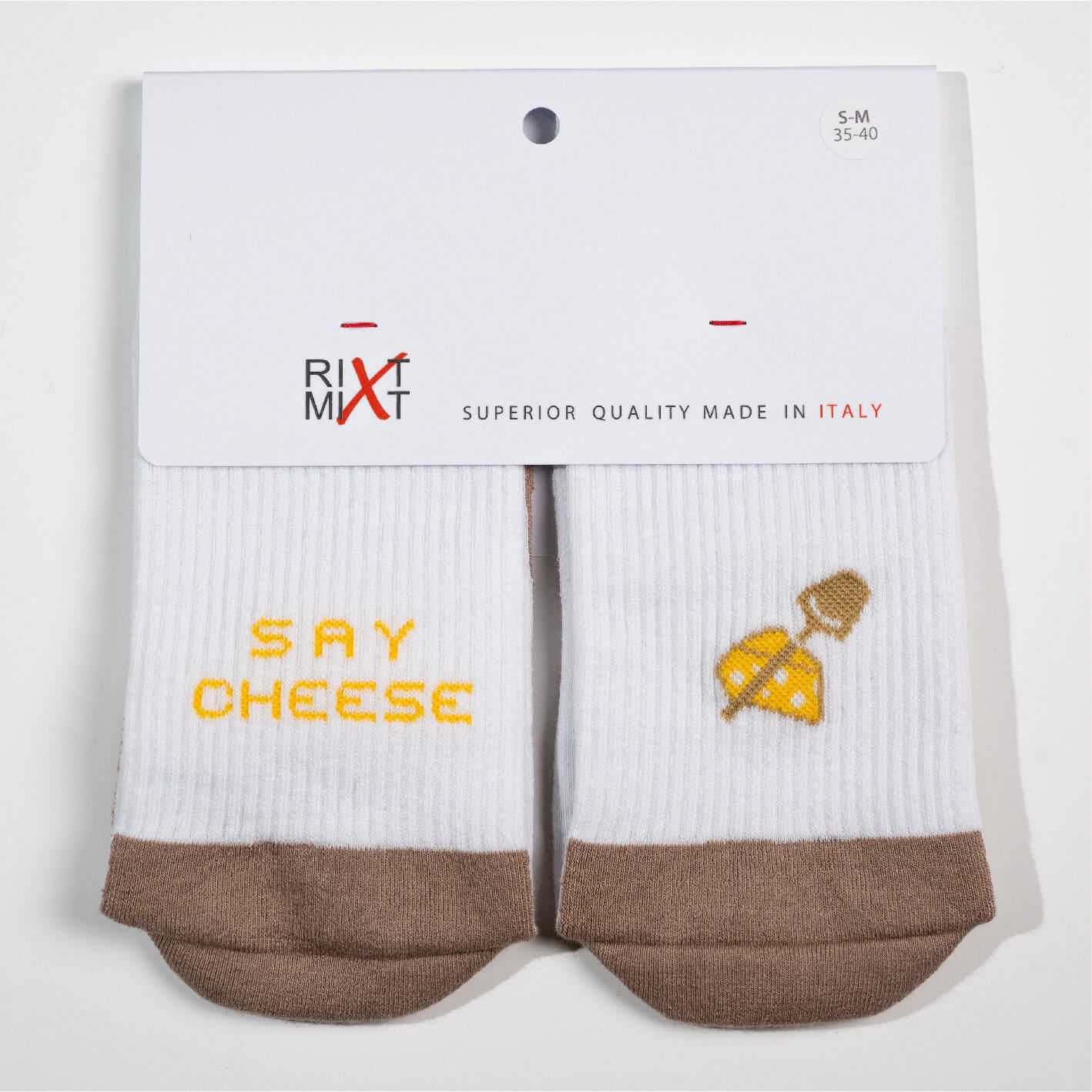 Packaged cheese socks front