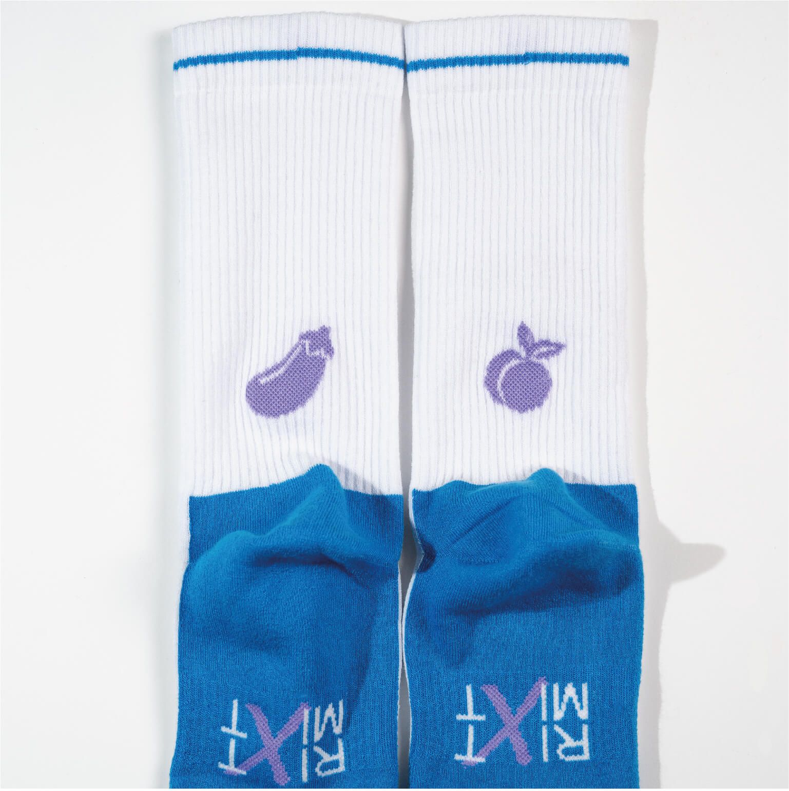 The backside of the fruit socks