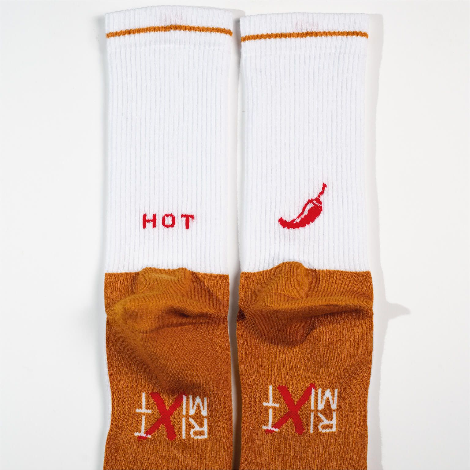 The backside of the hot socks