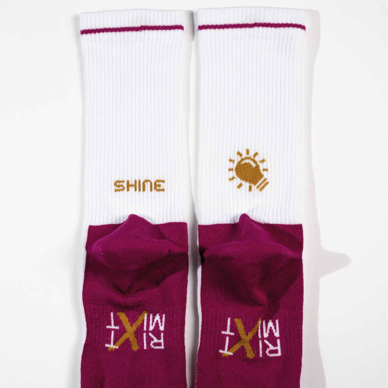 The backside of the shine socks