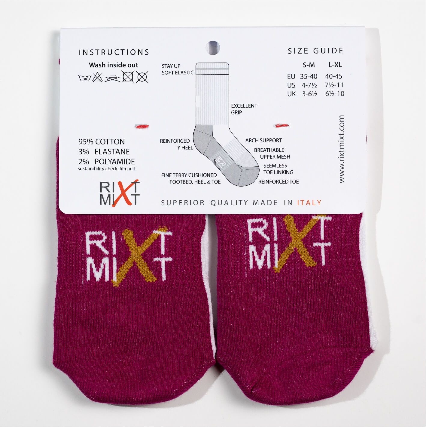 Packaged shine socks back